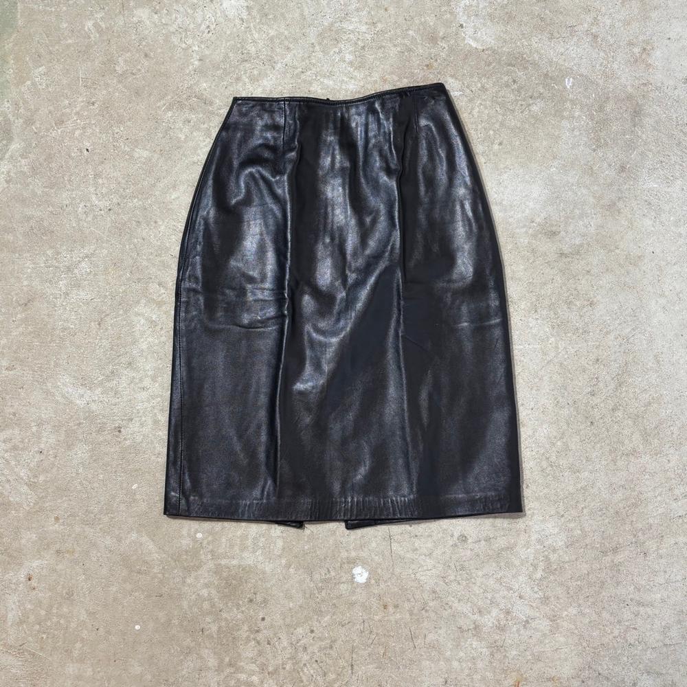 Vintage Danier Leather Pencil Skirt Women’s Size 4 Black Back Zipper Knee Length